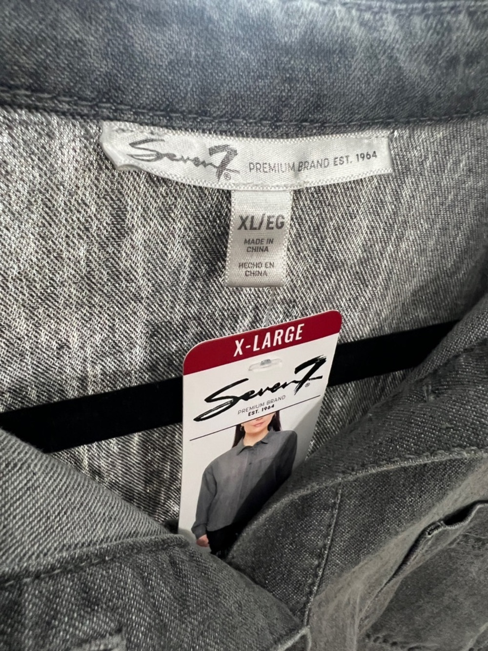 Seven7 Womens XL Charcoal Grey Long-Sleeve Button-Up Shirt - Picture 2 of 4